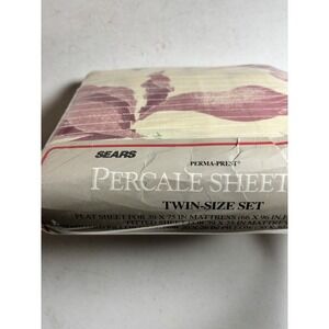 Vintage Sears Percale Twin Multicolor Floral Sheets Set,‎ Cotton Blend, NEW NOS